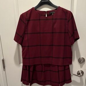 Banana Republic Maroon Checkered Blouse